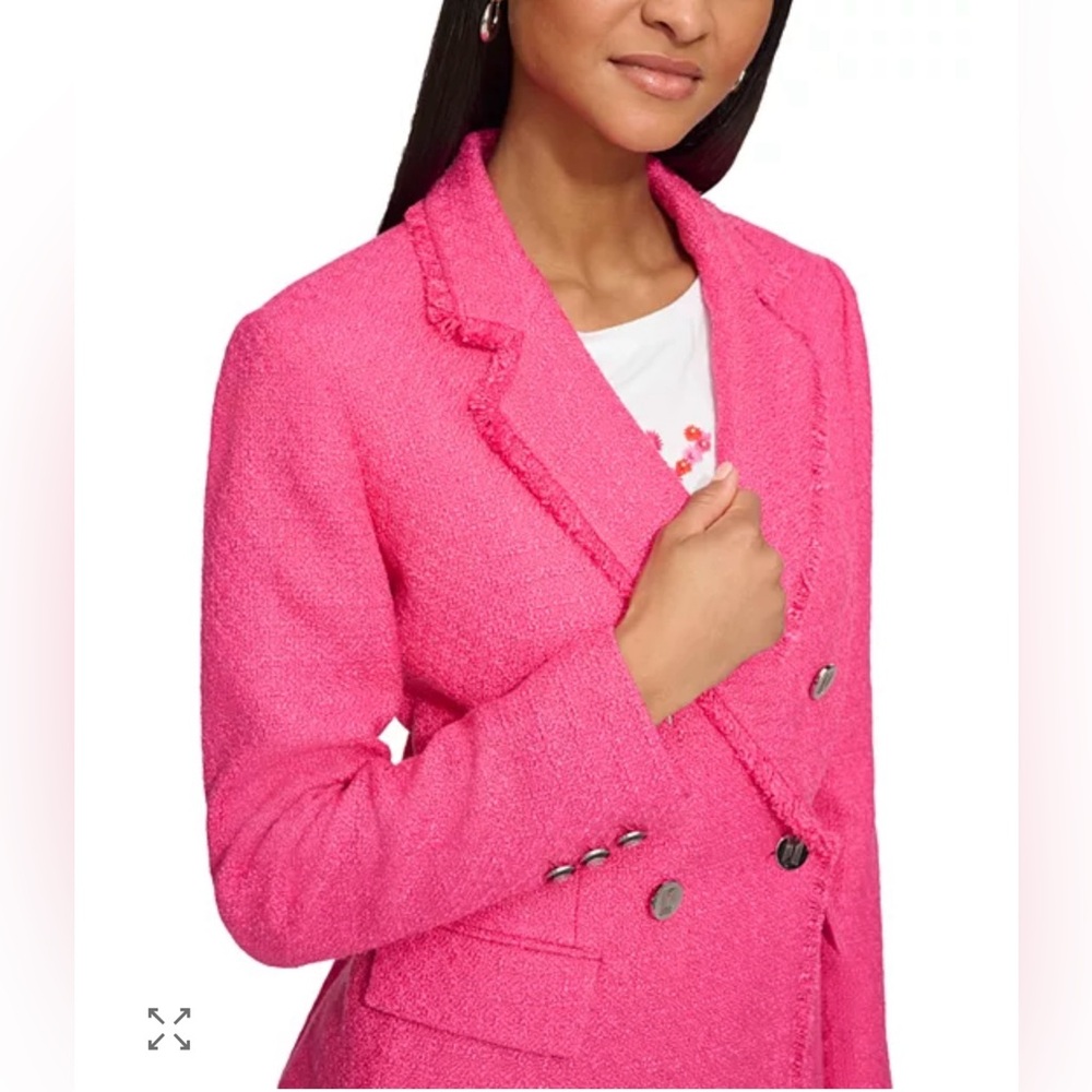 Karl Lagerfeld Paris NWT Size 10 Classic Karl Pink Woven Tweed Blazer (0507) - Picture 3 of 15